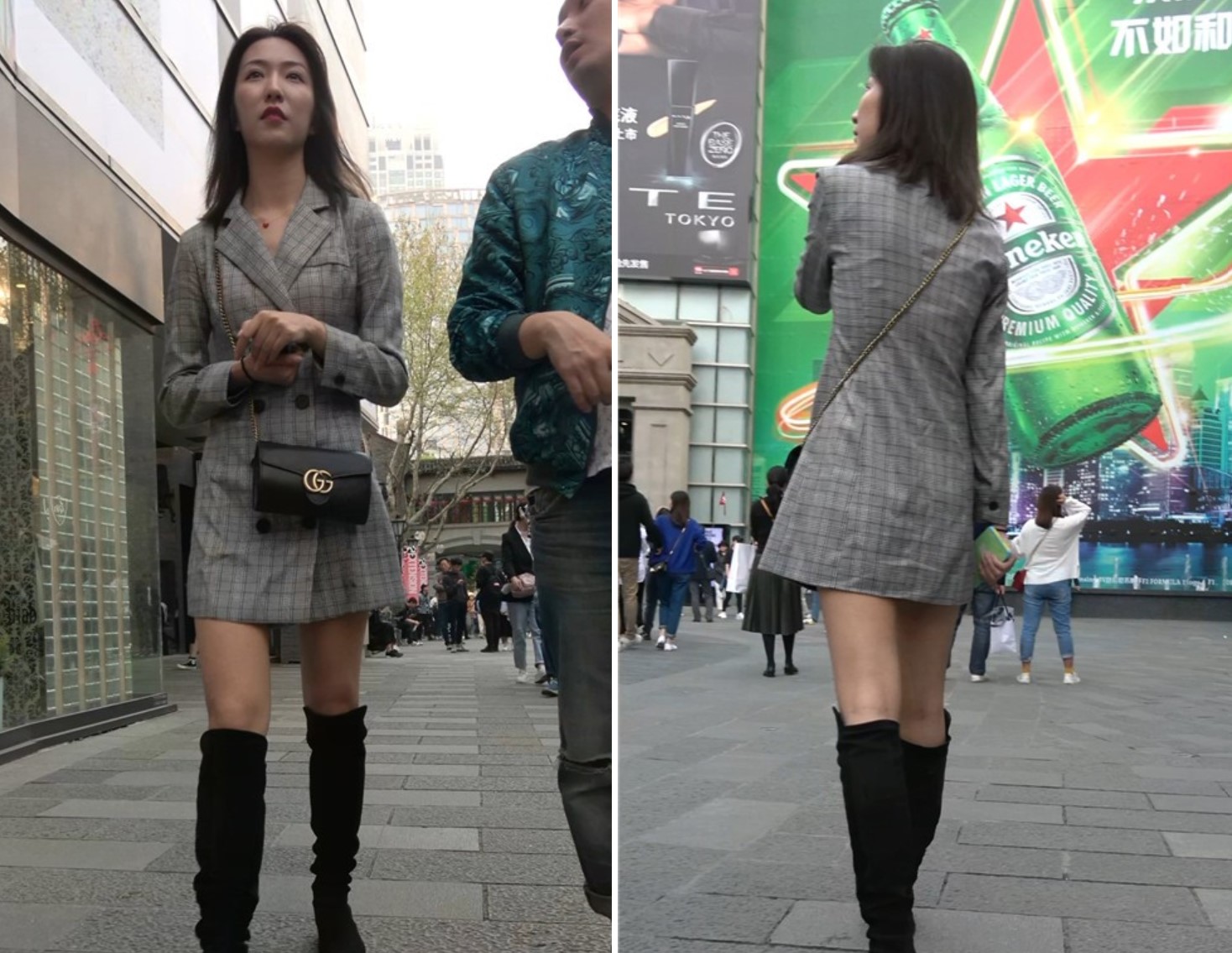 楚楚动人的长靴美腿街拍美女