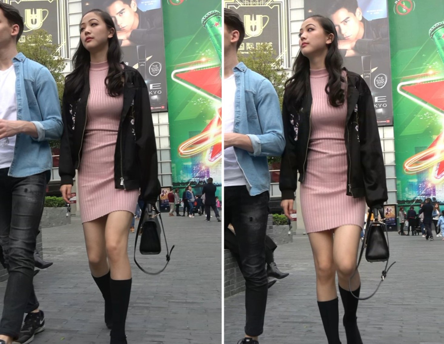 粉群街拍大美妞