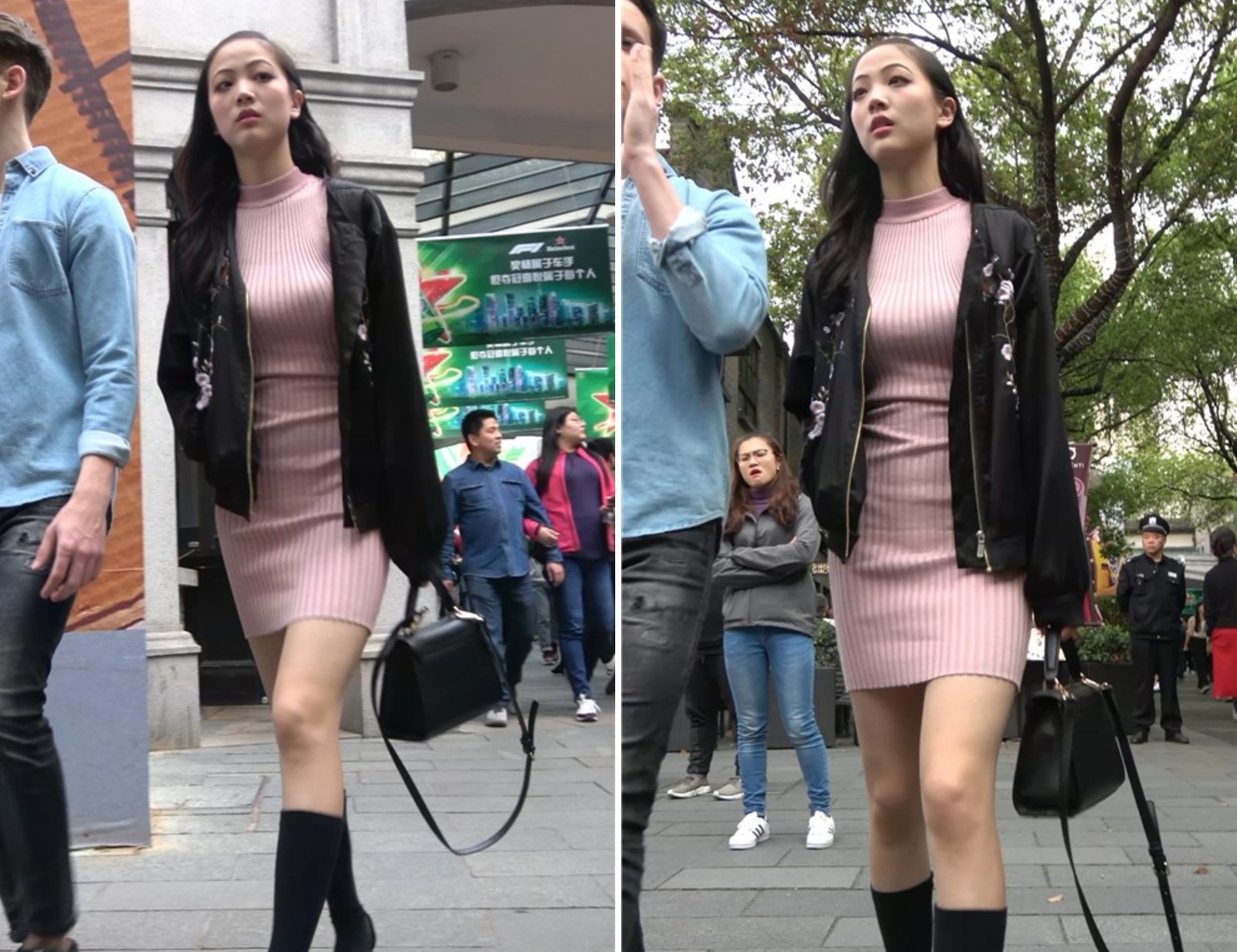 粉群街拍大美妞