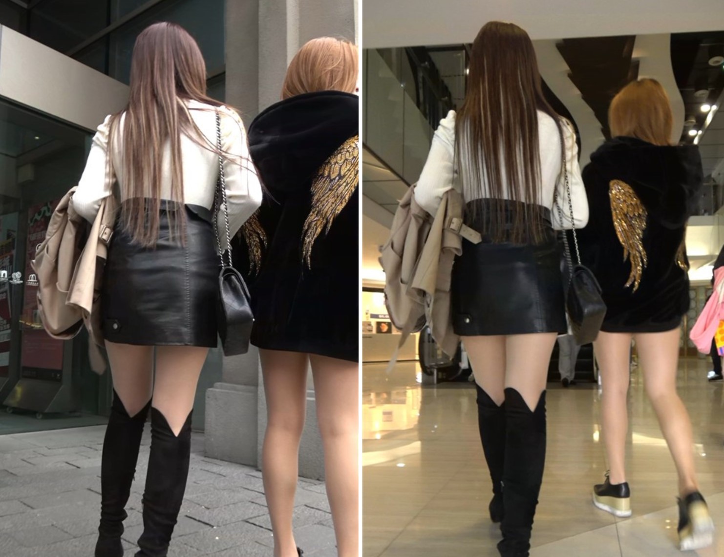 丝袜，皮裙，高筒靴极品身材靓妹