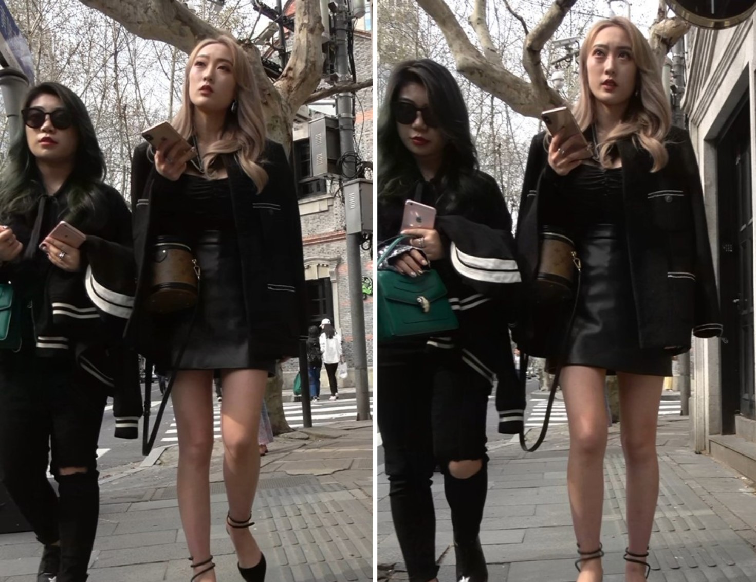 高跟，皮裙，性感身材街拍美女 [436 MB/MP4]