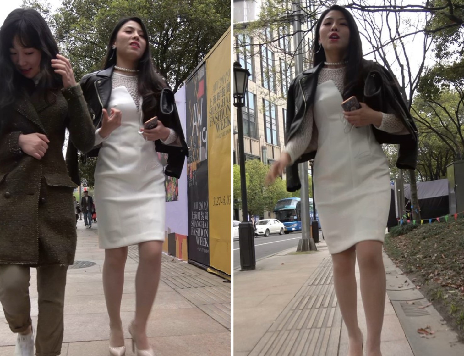 白裙子，丝袜高跟街拍美女 [968 MB/MP4]