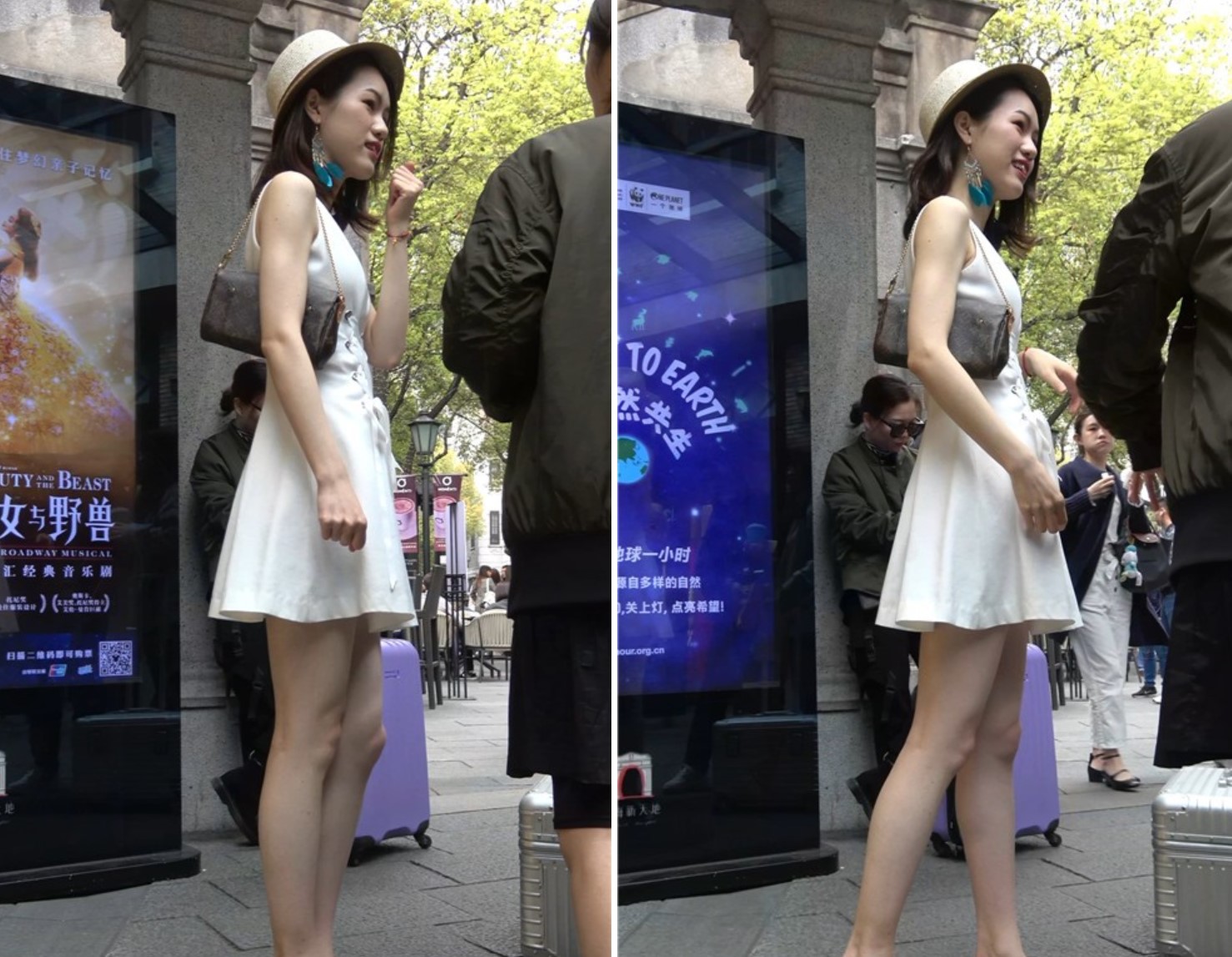 街拍白色连衣裙气质美女 [1.26 GB/MP4]