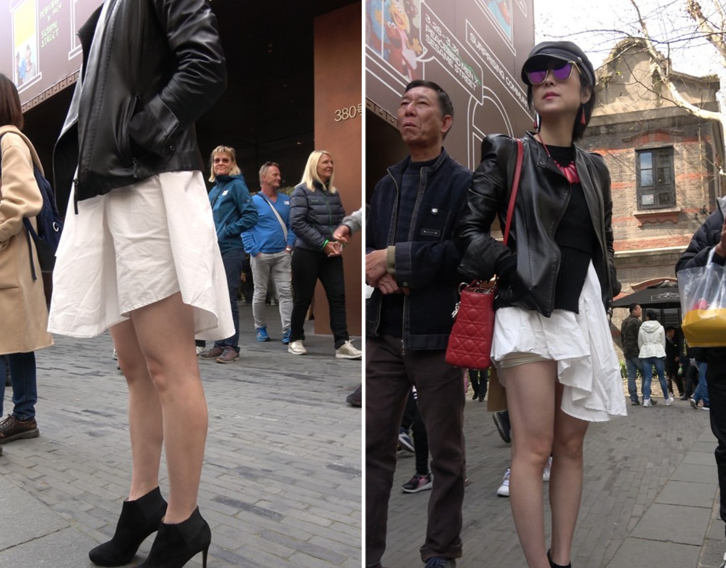 打扮时尚的短靴美腿街拍美女 [1.23 GB/MP4]