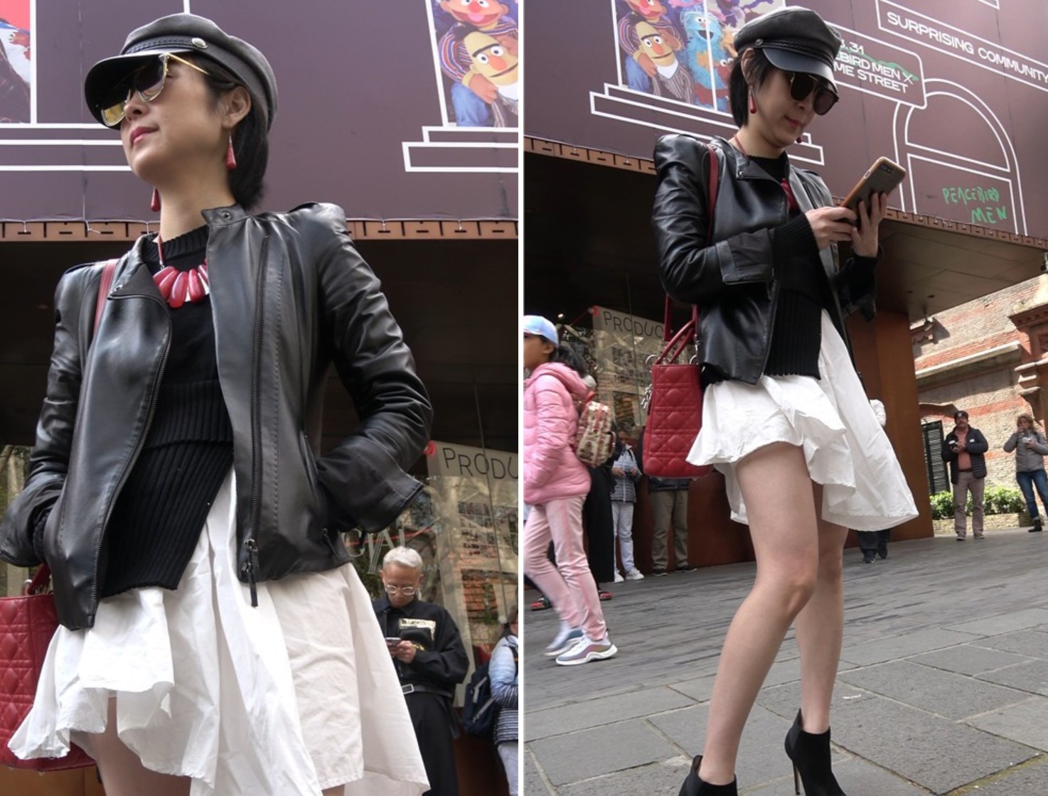 打扮时尚的短靴美腿街拍美女 [1.23 GB/MP4]