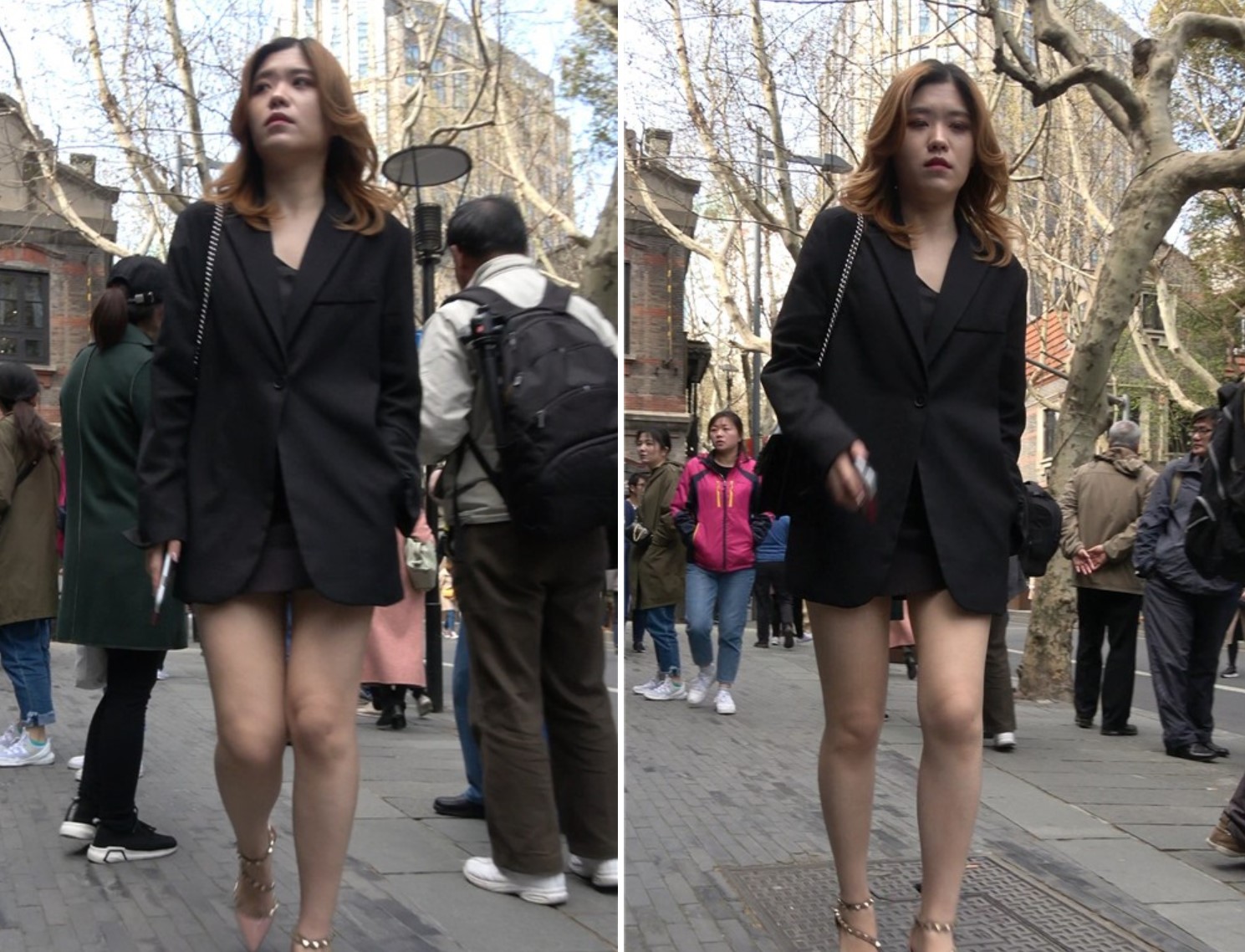 粉色网红高跟鞋街拍美腿美女 [921 MB/MP4]