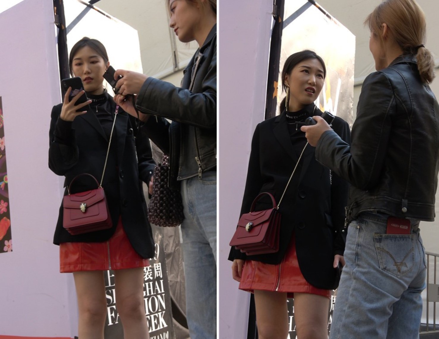 4K - 红色皮短裙短靴天生丽质街拍美女小姐姐 [626 MB/MP4]