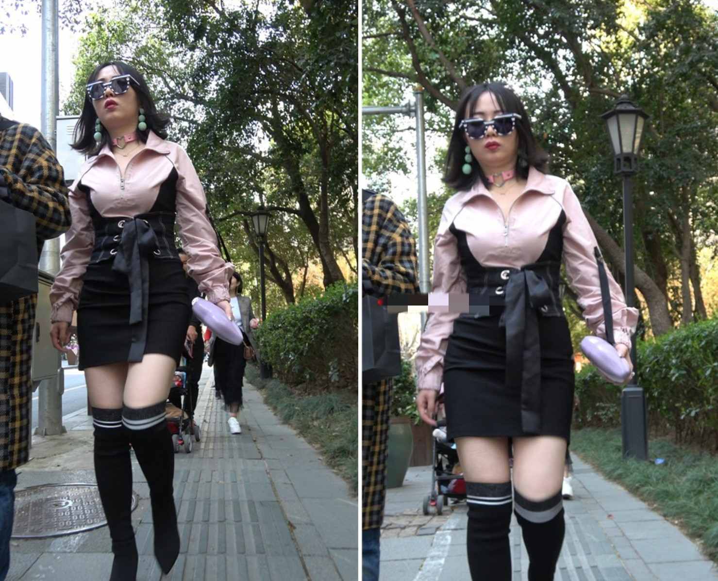 4K - 黑色长筒靴街拍性感美女姐姐 [1.08 GB/MP4]