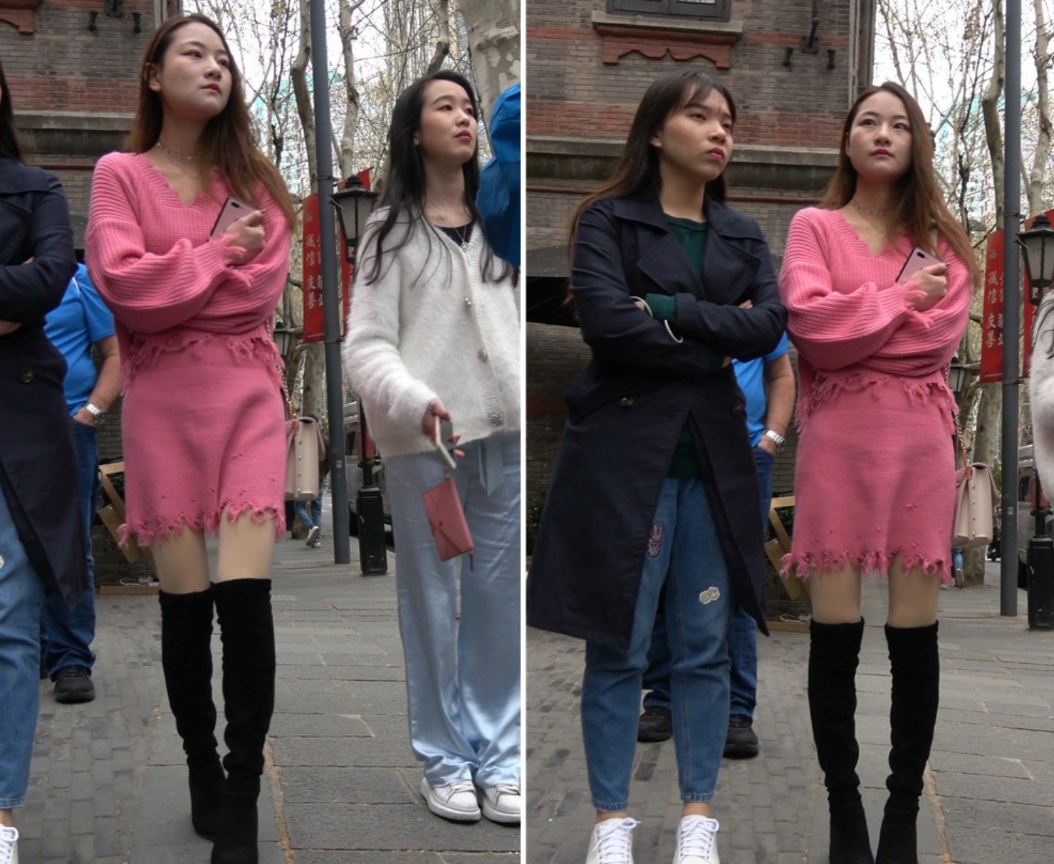 4K - 街拍长靴美腿粉色毛衣美女 [1.19 GB/MP4]