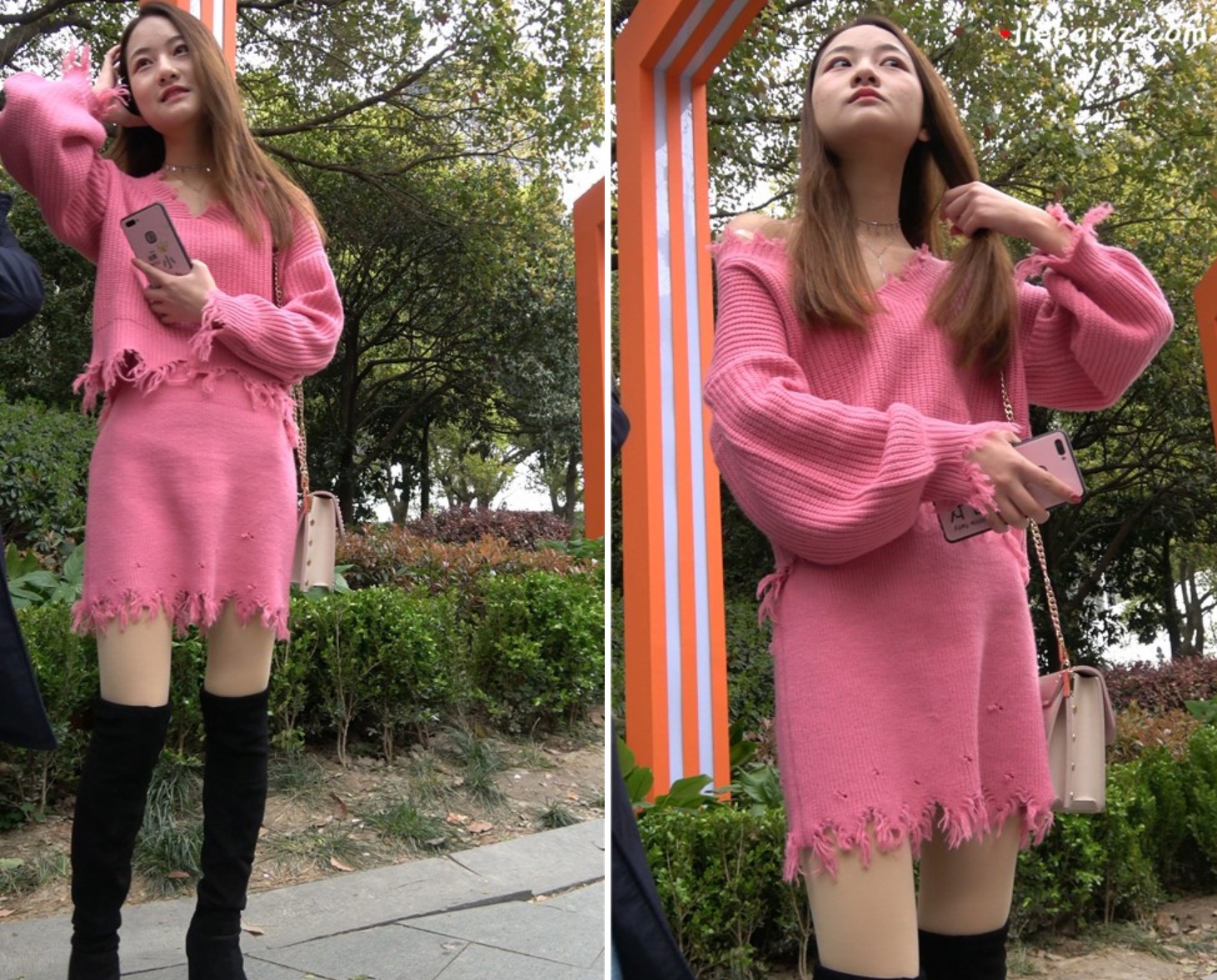 4K - 街拍长靴美腿粉色毛衣美女 [1.19 GB/MP4]