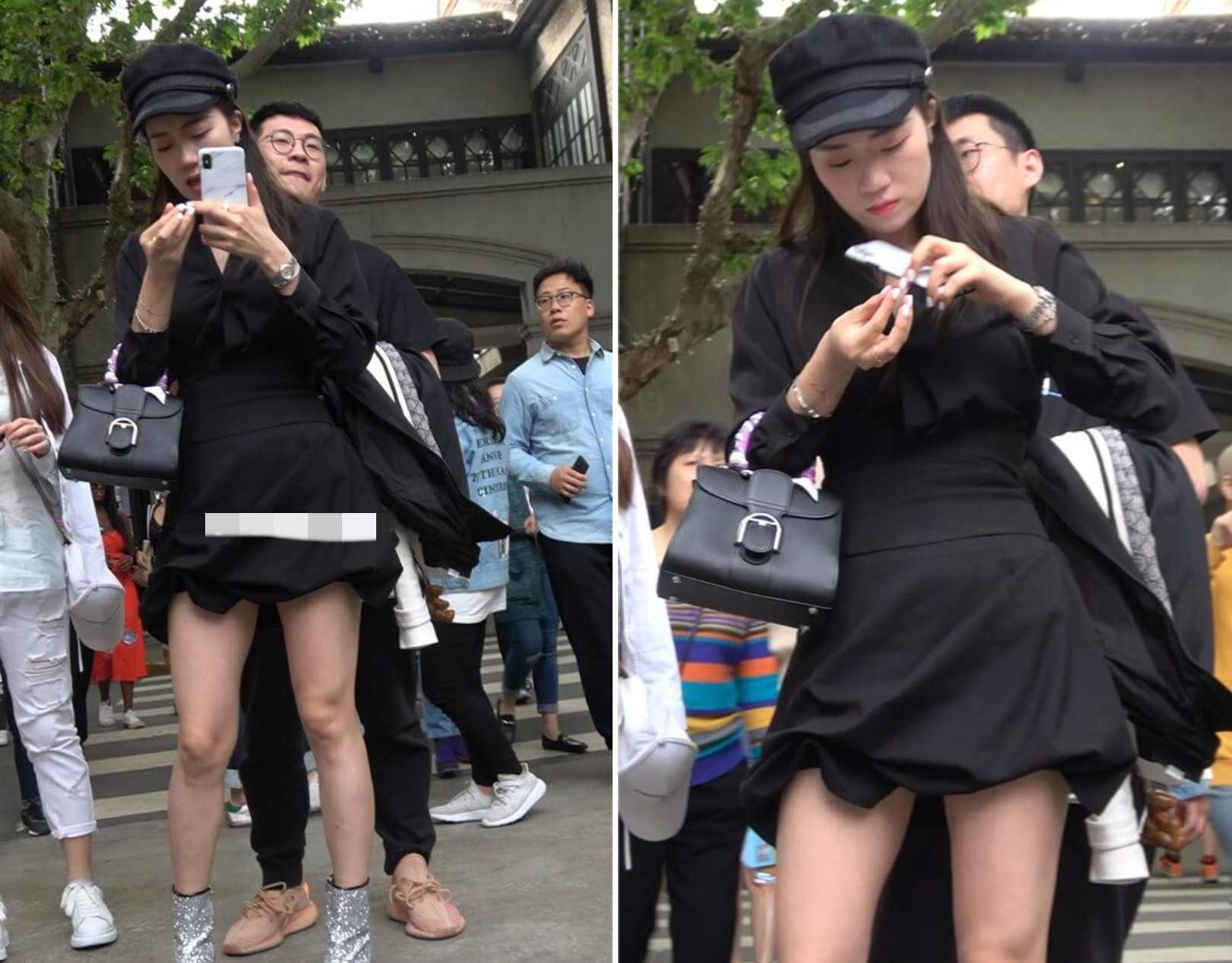 4K - 黑色系性感美腿黑帽子街拍美女 [1.01 GB/MP4]