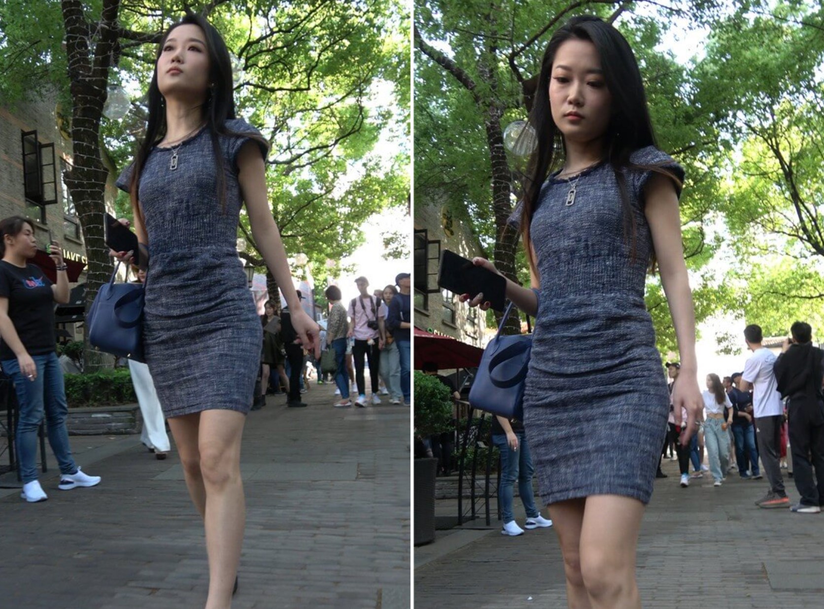 4K - 街拍灰色紧身裹臀裙美女 [1.49 GB/MP4]