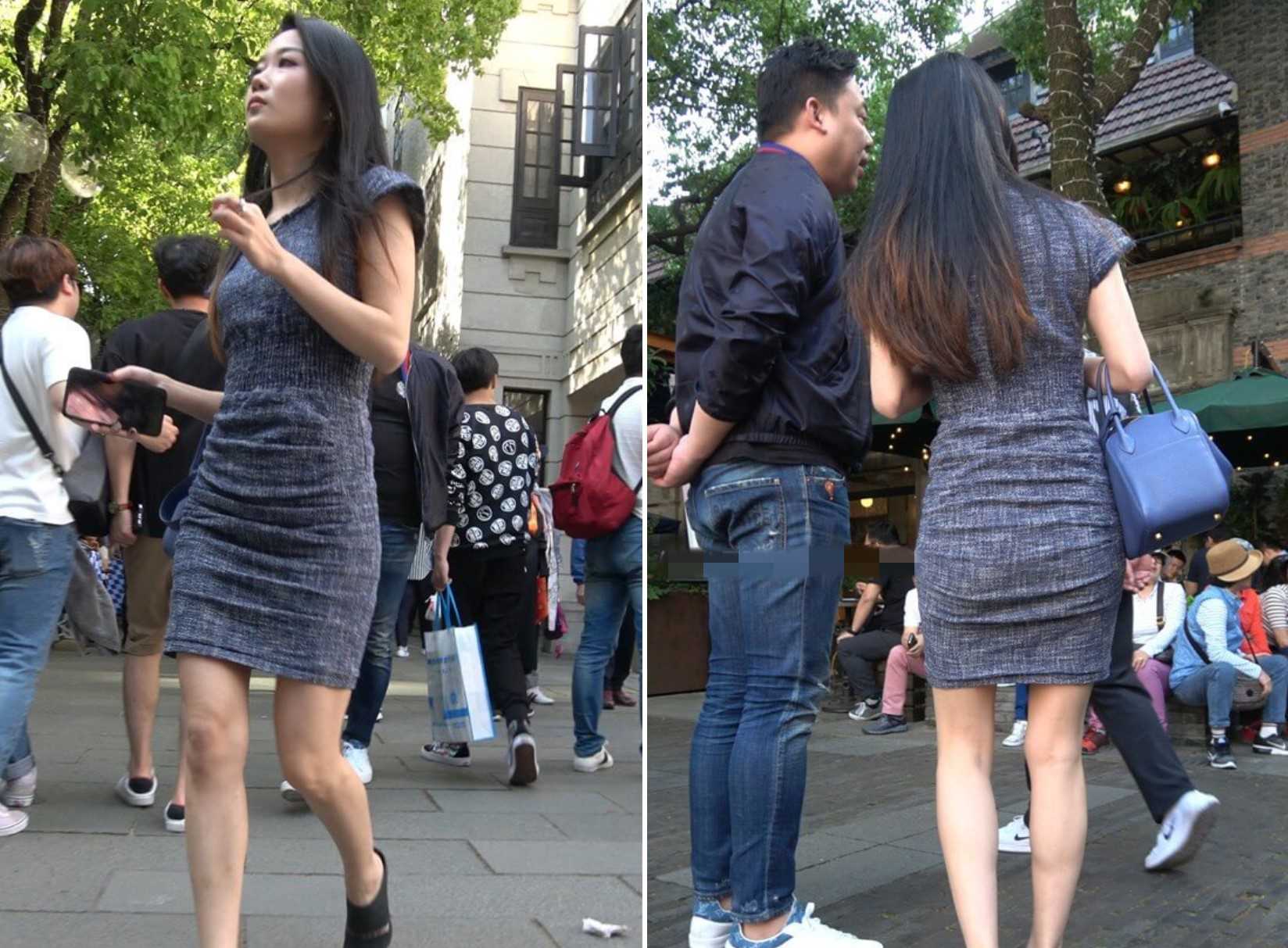 4K - 街拍灰色紧身裹臀裙美女 [1.49 GB/MP4]