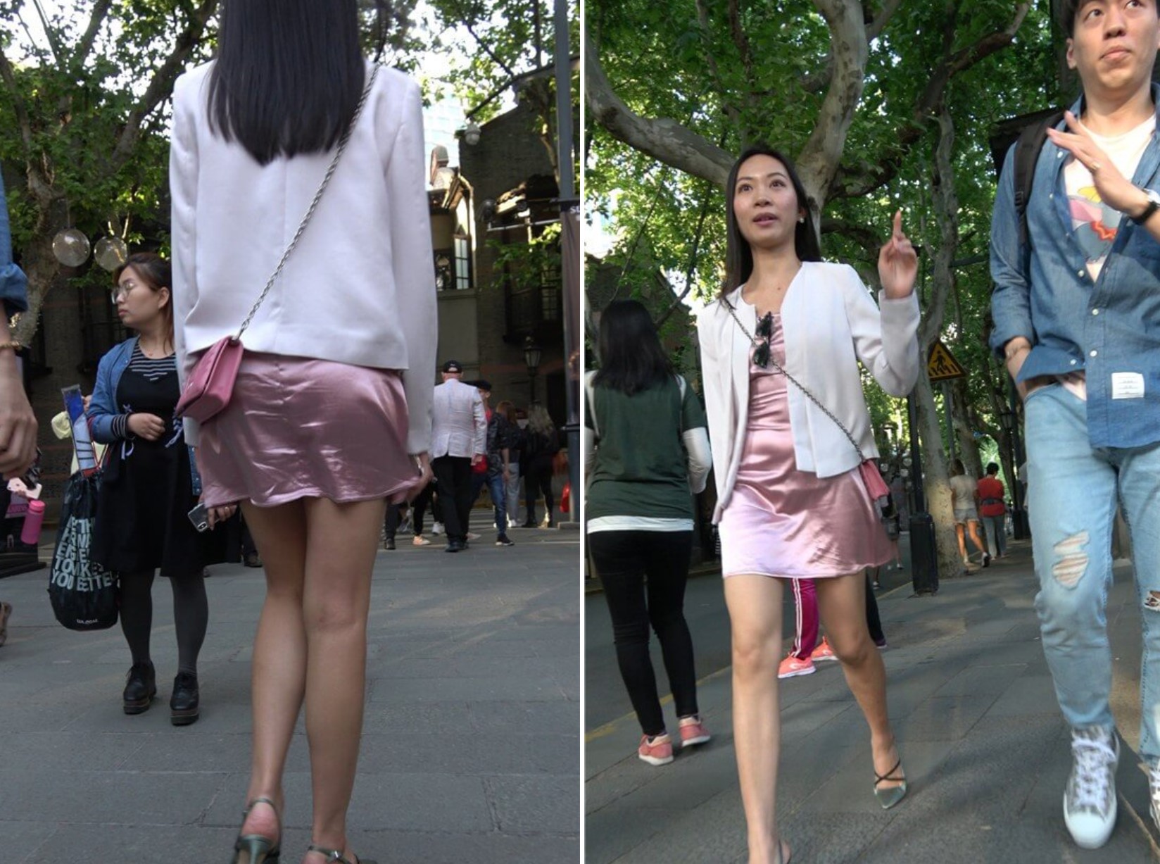 4K - 街拍粉色裙长发靓女 [1.11 GB/MP4]