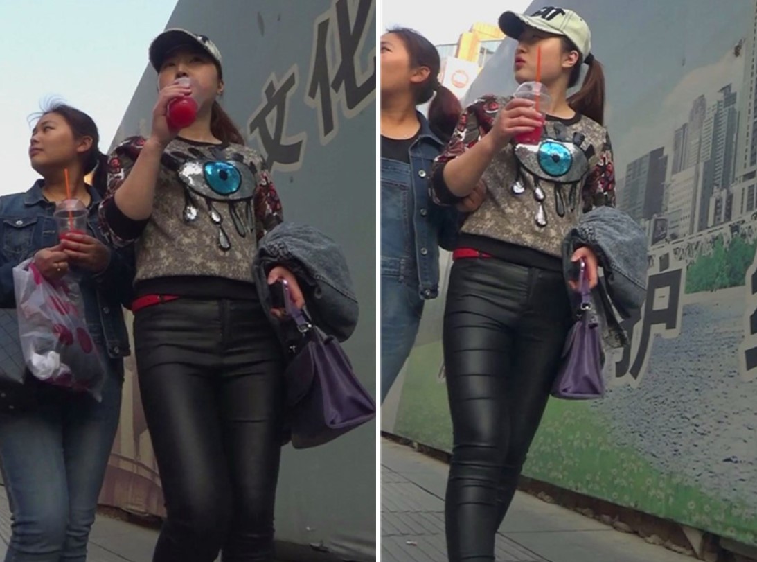 鸭舌帽马尾辫皮裤女孩跟闺蜜逛街！[1.79 GB]