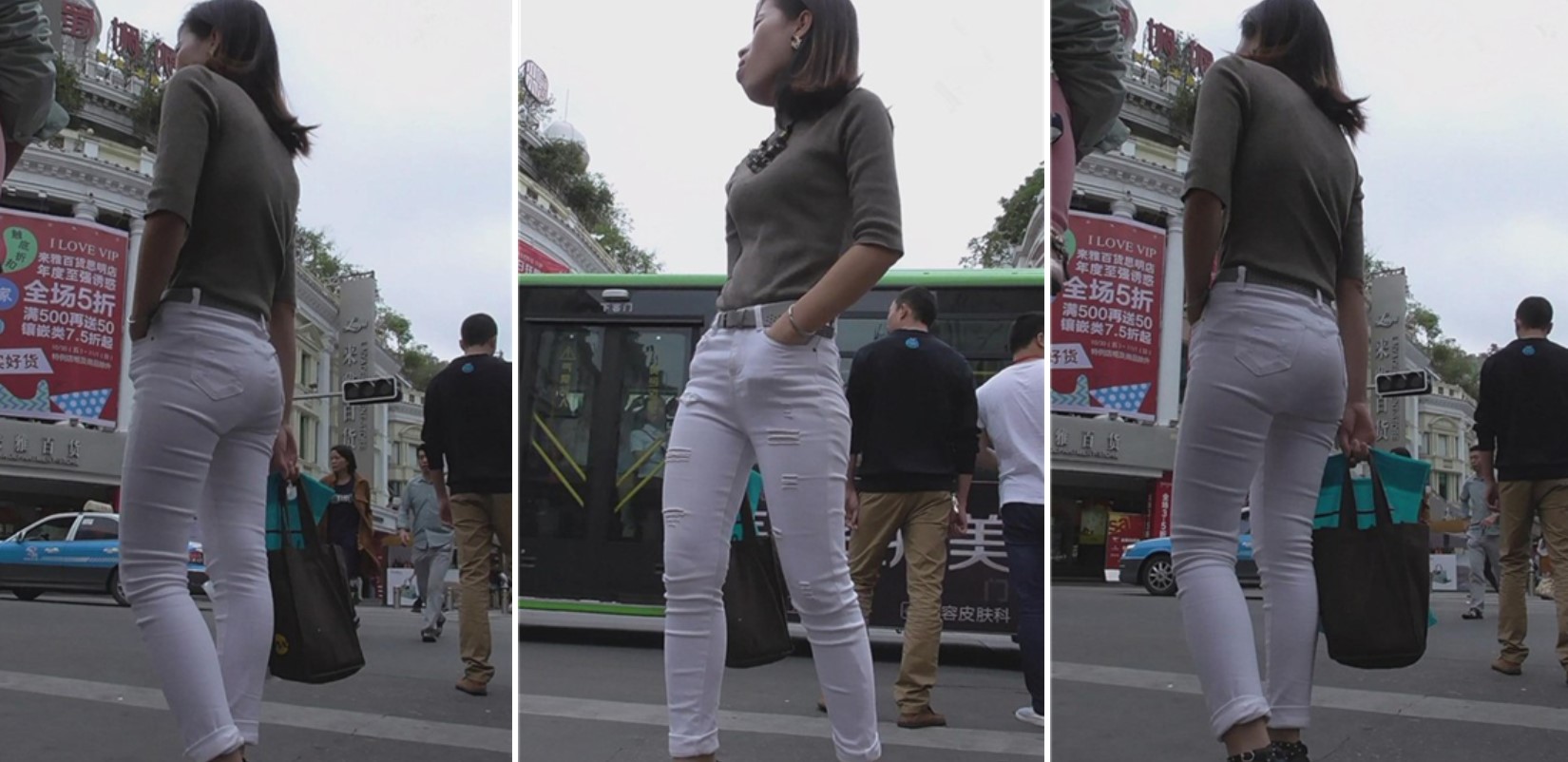 长腿圆臀紧身白裤少妇高跟鞋 [725 MB]