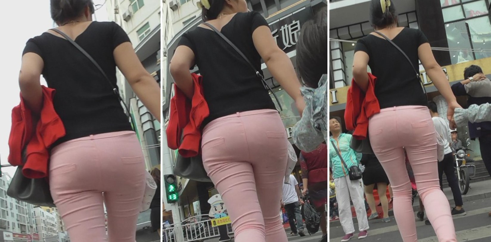 粉色圆臀紧身裤少妇，很有味道的女人！~ [809 MB]