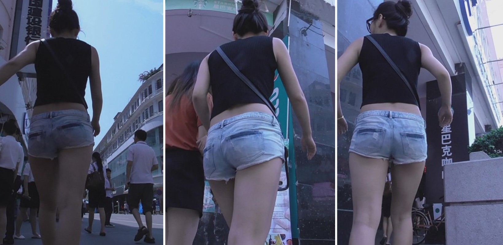 超短热裤圆臀美女，配上墨镜很酷！[397 MB]