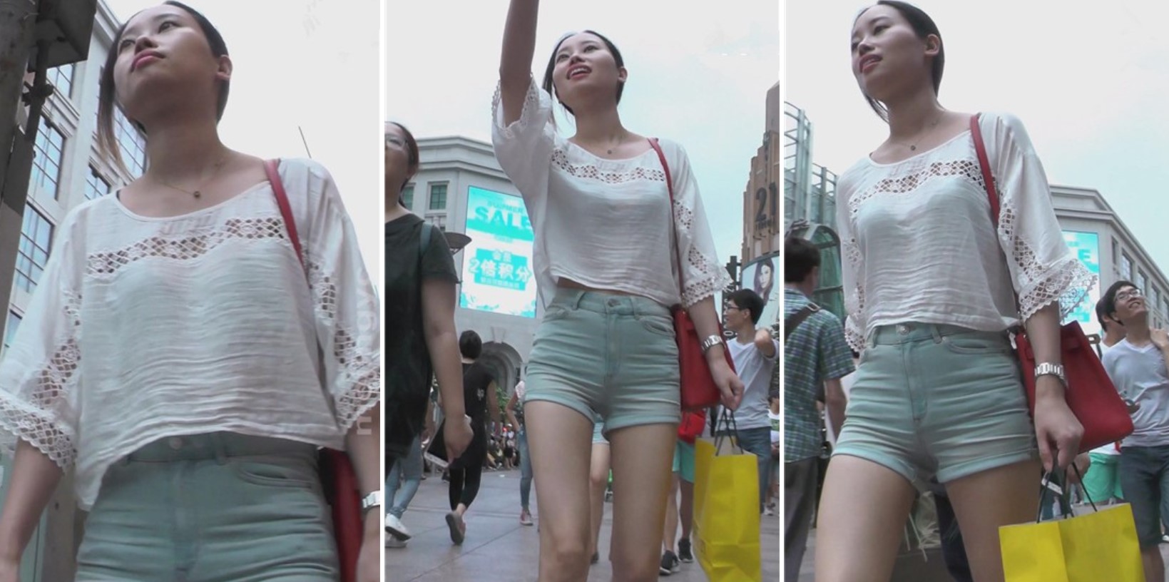 街拍苹果臀高腰热裤美女 [331 MB]