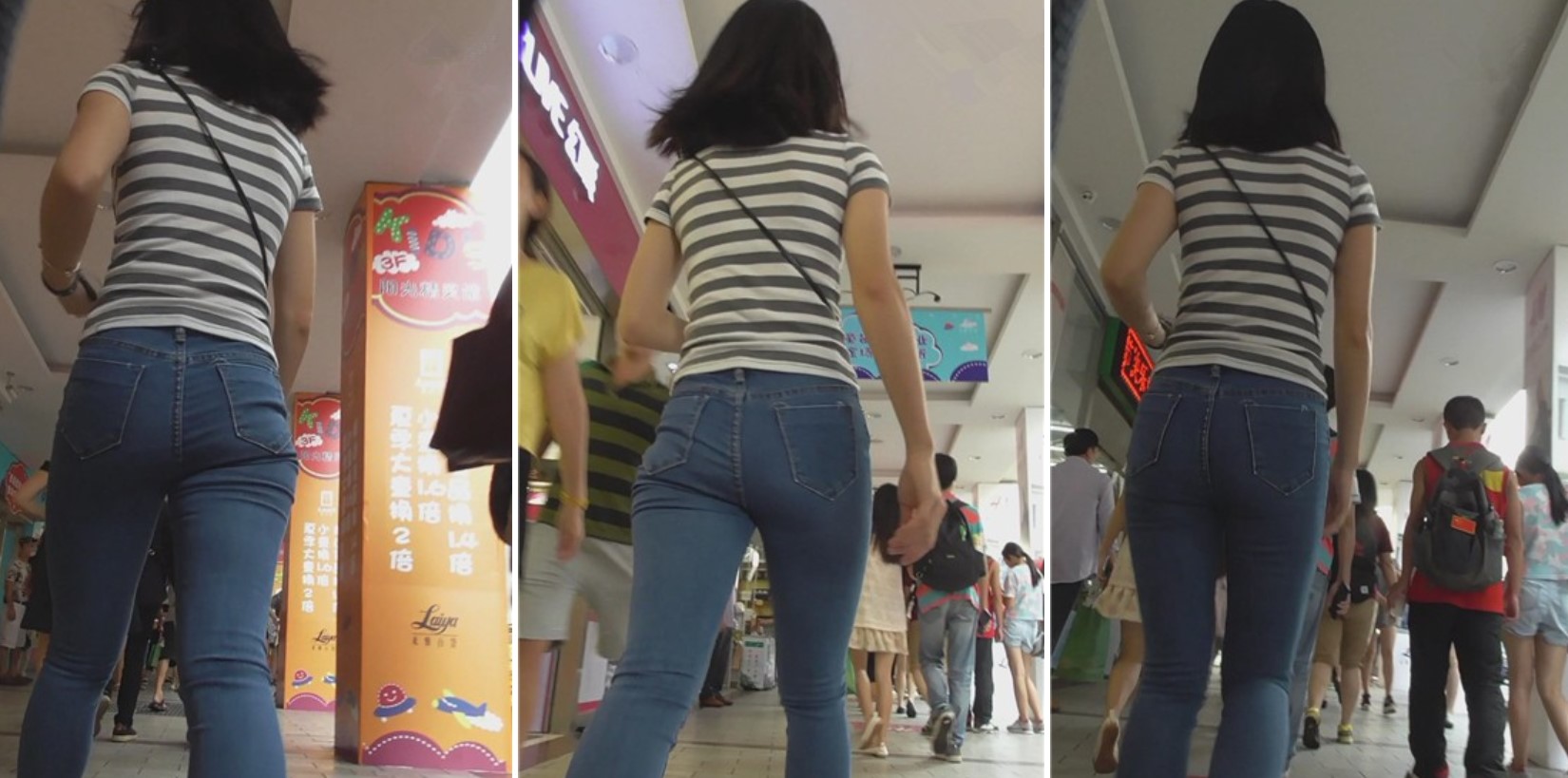 蓝色紧身牛仔裤美女，性感的小蛮腰 [519 MB]