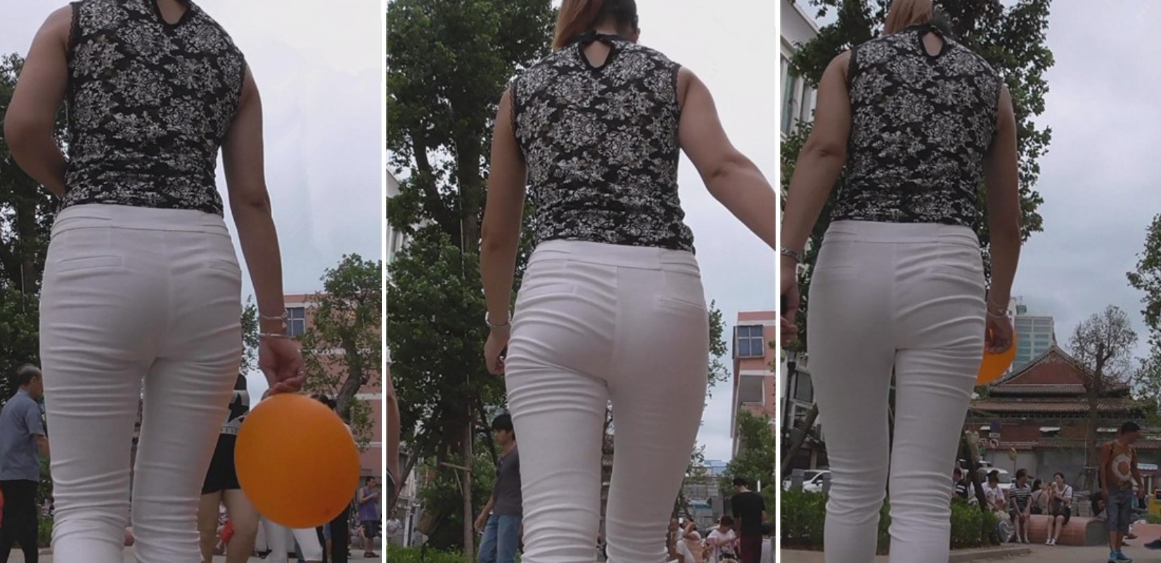 白色紧身裤的少妇，PP圆润饱满 [237 MB]