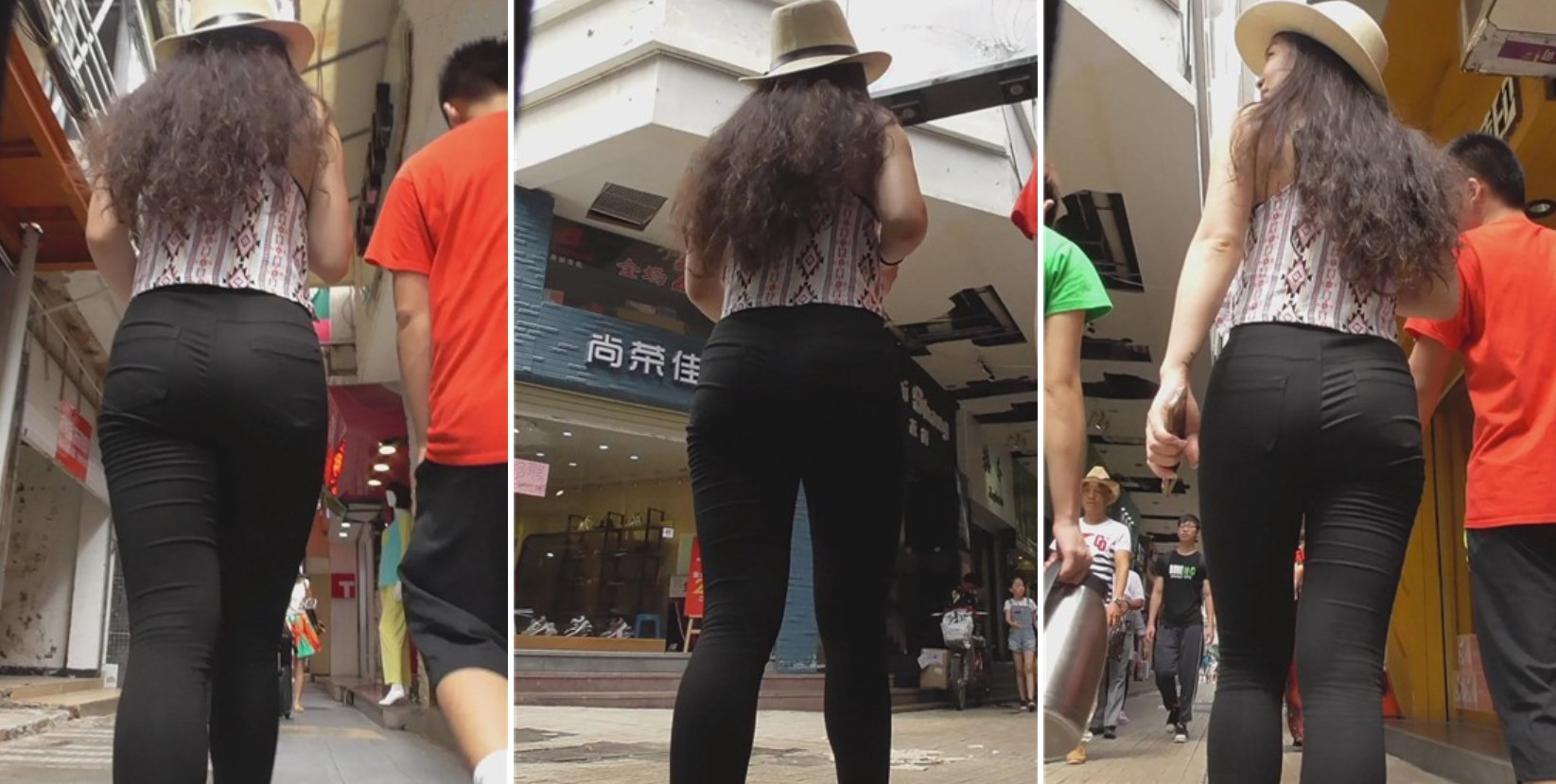 性感紧身黑色铅笔裤长腿丰臀MM逛街 [471 MB]