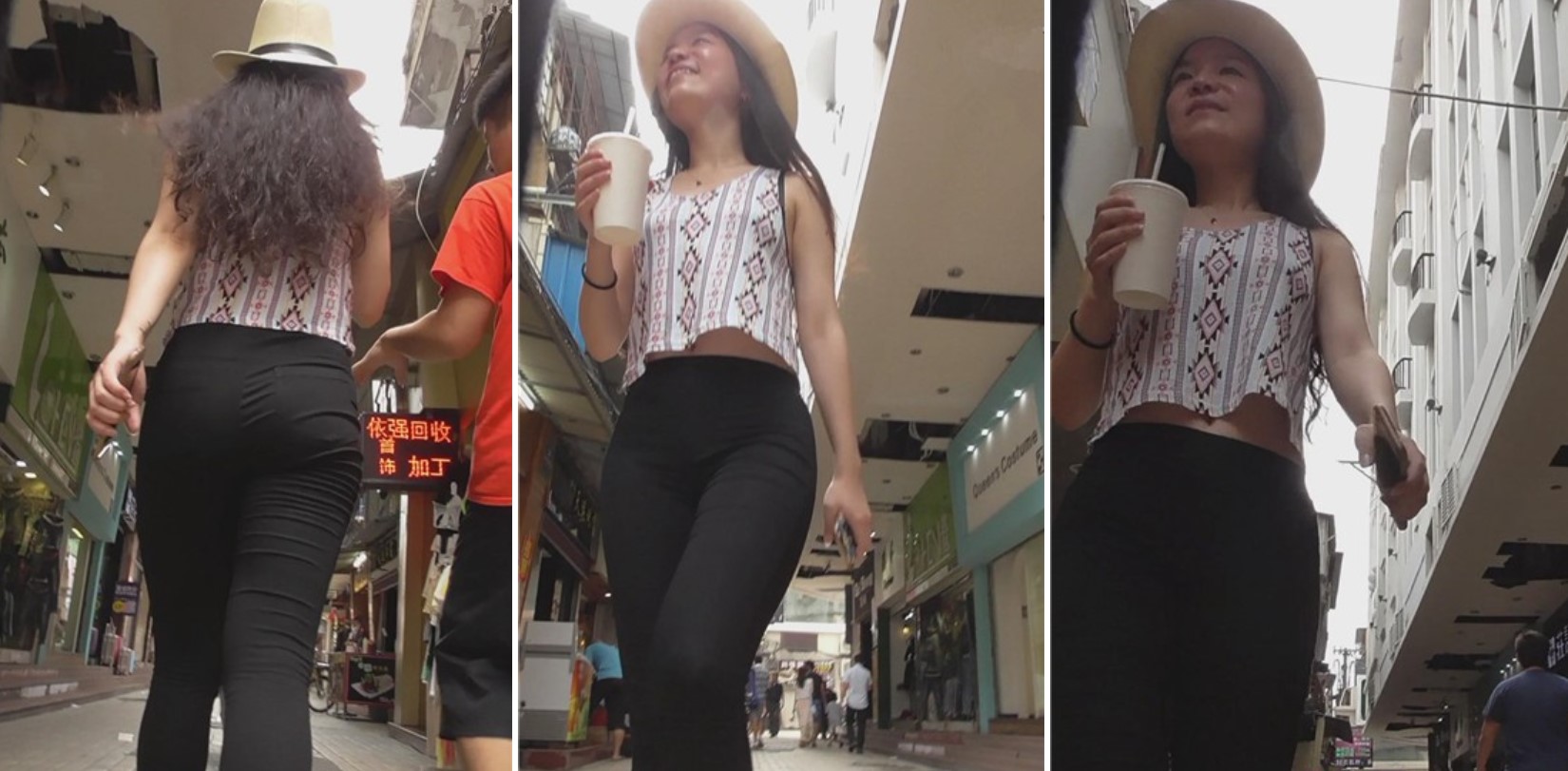 性感紧身黑色铅笔裤长腿丰臀MM逛街 [471 MB]