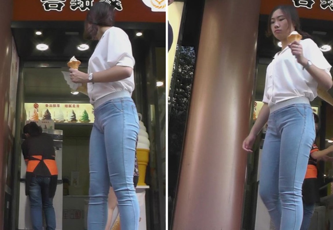 脸色红润紧身蓝牛好身材美女跟男友手挽手压马路。[639 MB]