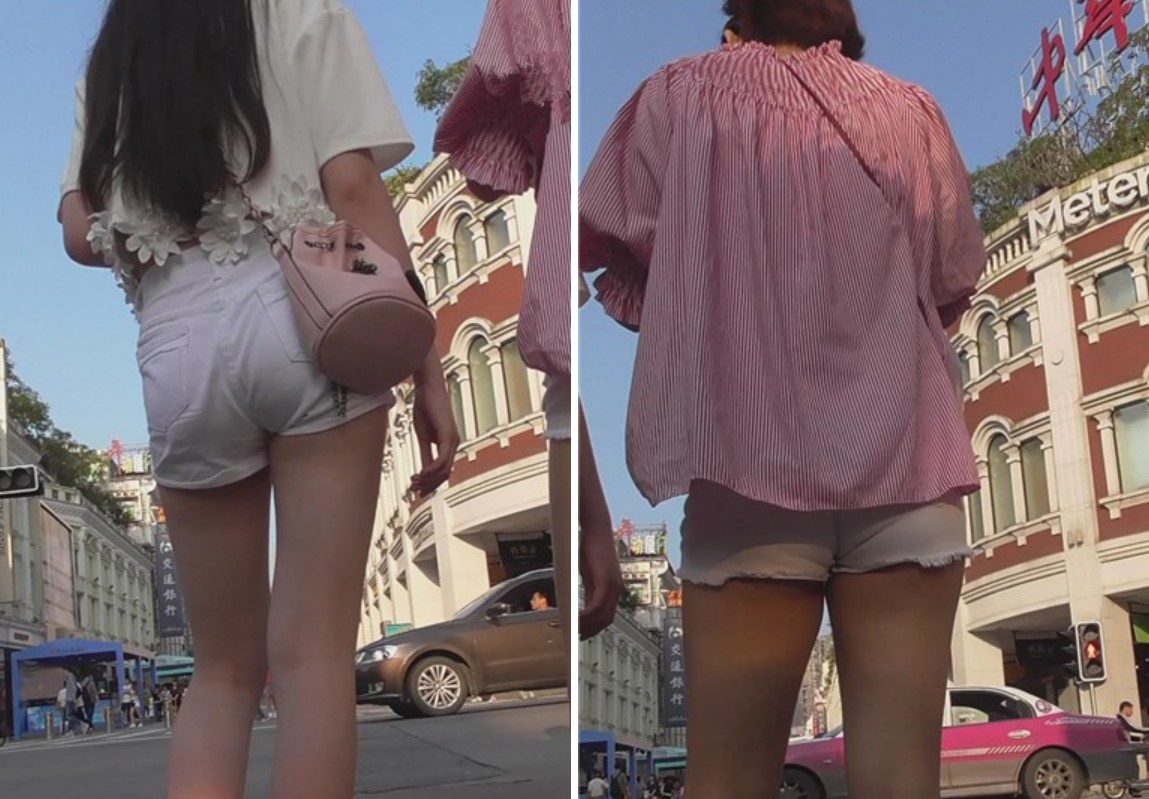 白紧热裤好身材妹子跟闺蜜逛街。[393 MB]