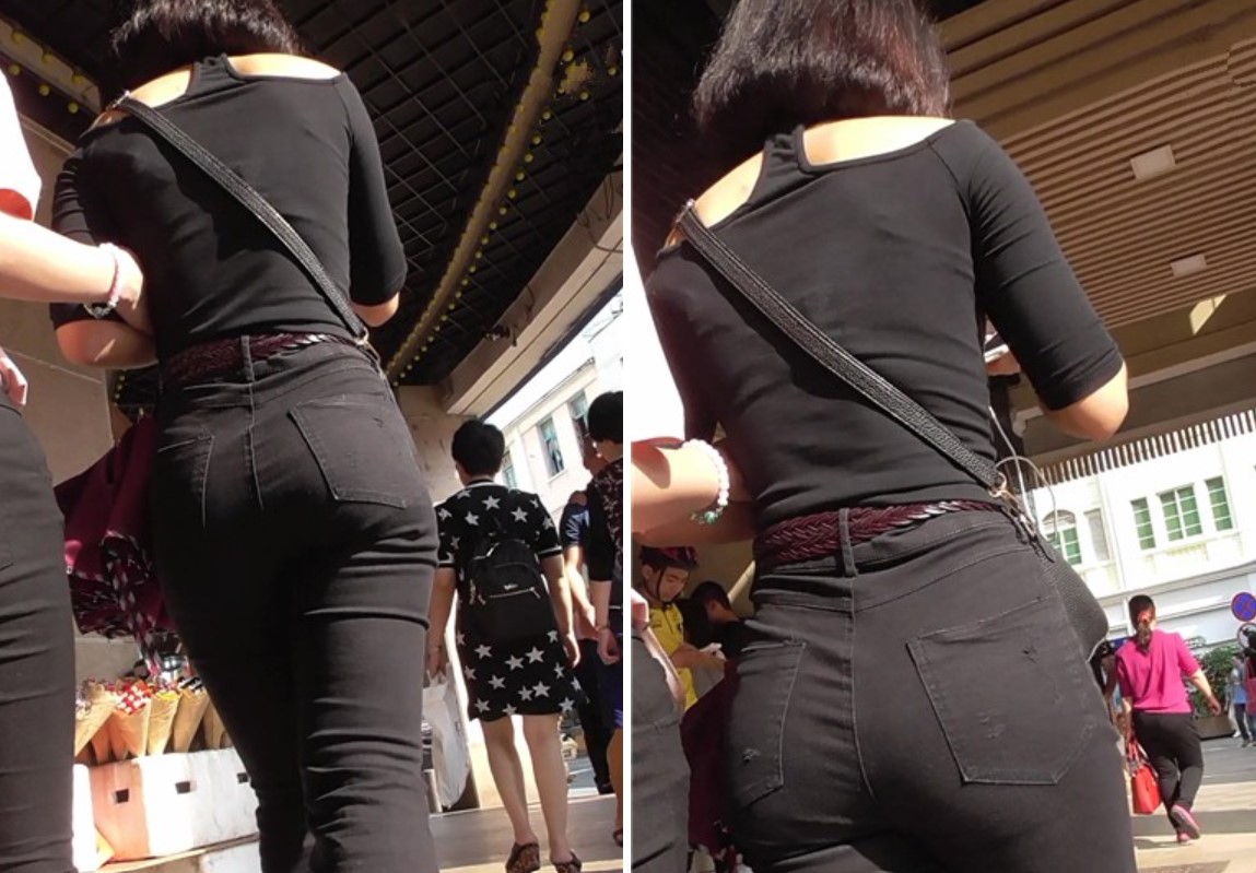 紧身黑色牛仔裤丰臀美女。[1.03 GB]