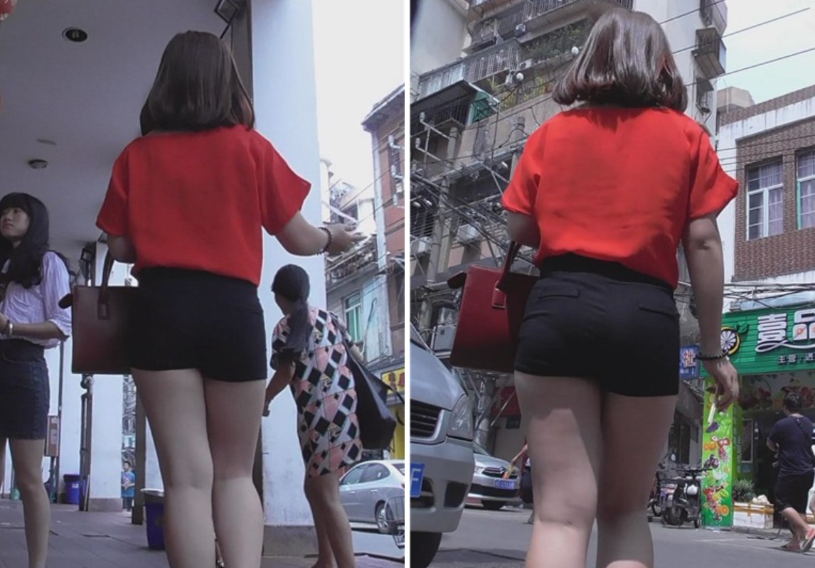 紧致圆臀红衣美眉，步履匆匆赶着去买小笼包。[452 MB]