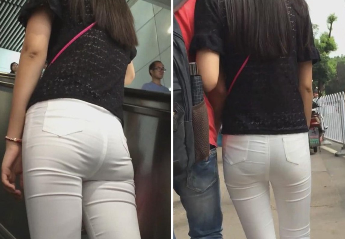 超长跟拍视频，透明白裤小美女跟小男友压马路。[1.26 GB]