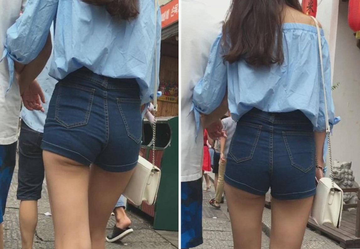 高腰紧身宽臀蓝色牛仔热裤美女 [2.61 GB]