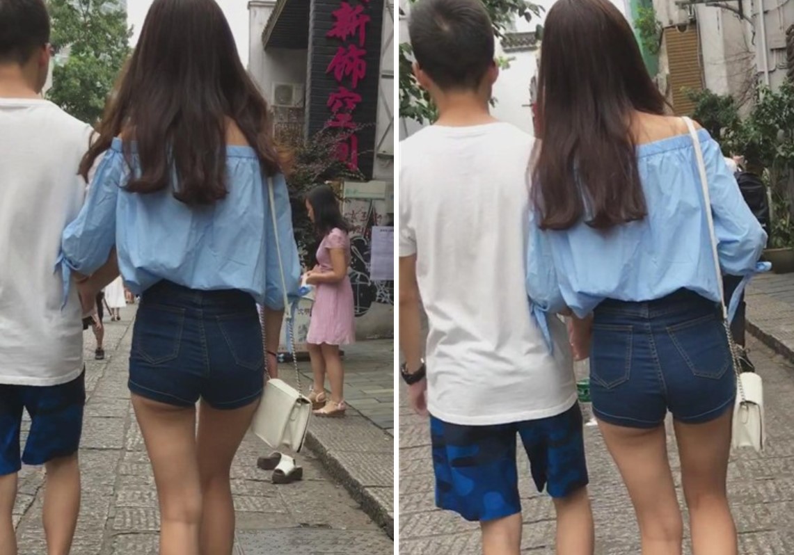 高腰紧身宽臀蓝色牛仔热裤美女 [2.61 GB]