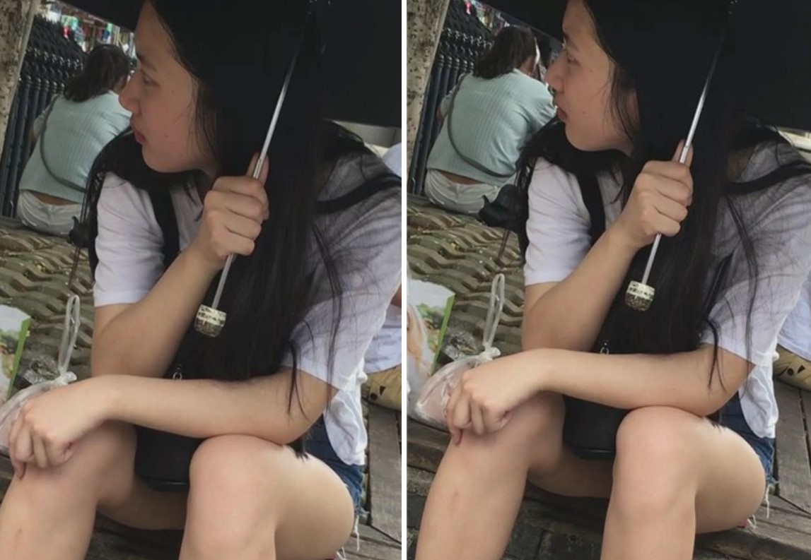 花坛边听闺蜜抱怨的牛仔热裤小清新美眉 [979 MB]