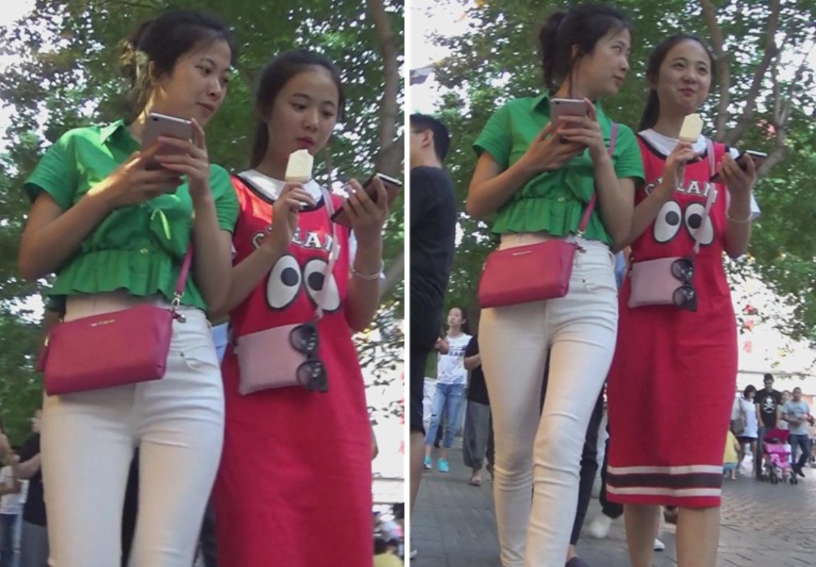 街拍甜美小清新美女姐妹花 [494 MB]