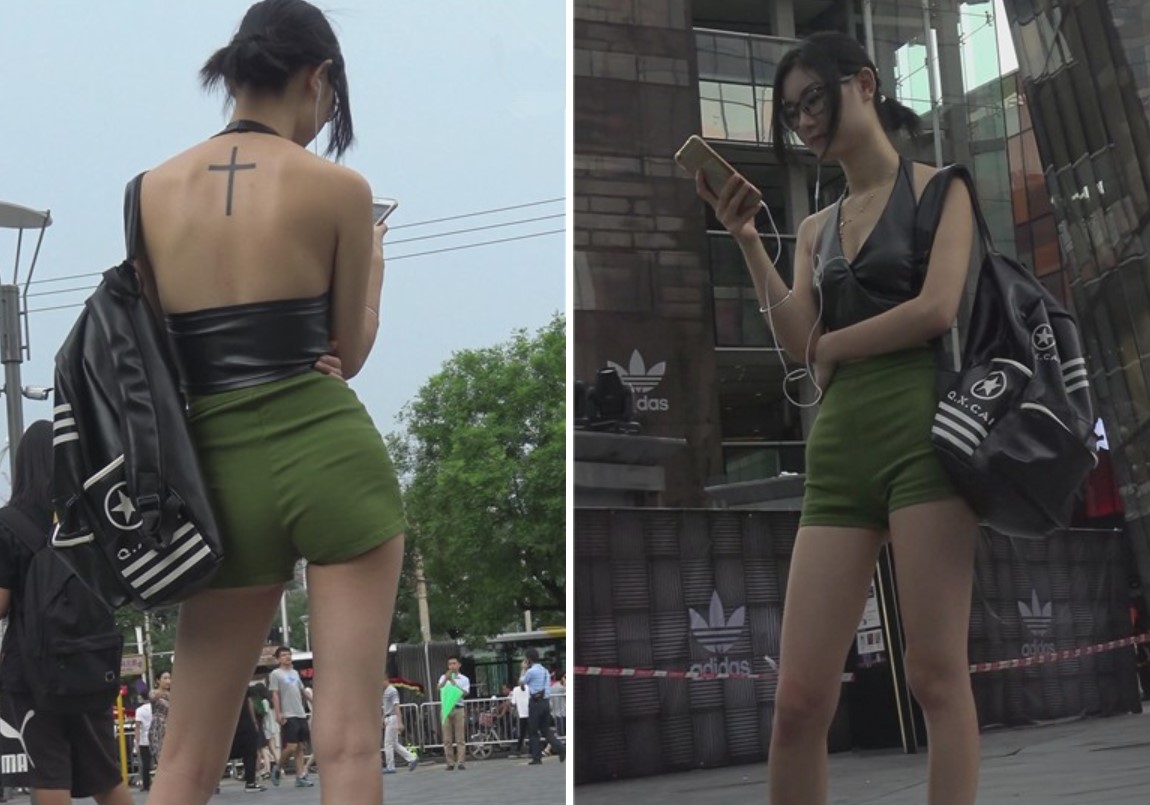 4k-街拍眼镜妹子的露背装皮衣超级性感 [5.48 GB]