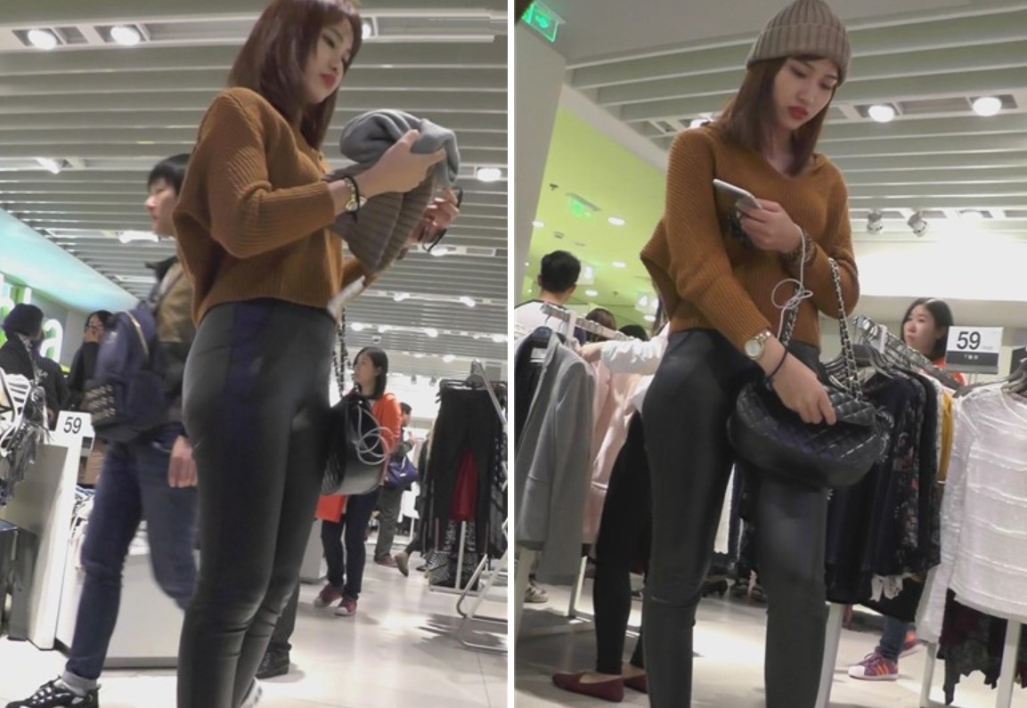 街拍黑色紧身皮裤美眉逛商场 [1.95 GB]