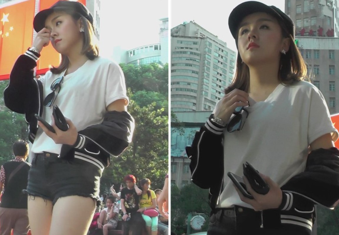 街拍牛仔短裤的小清新可爱萌妹子 [1.06 GB]