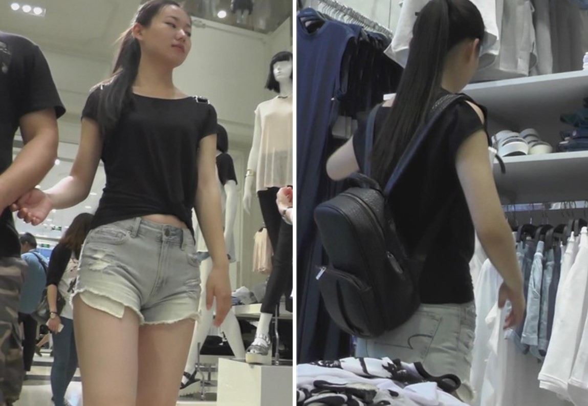 街拍美腿热裤美三角清纯马尾辫美眉 [375 MB]