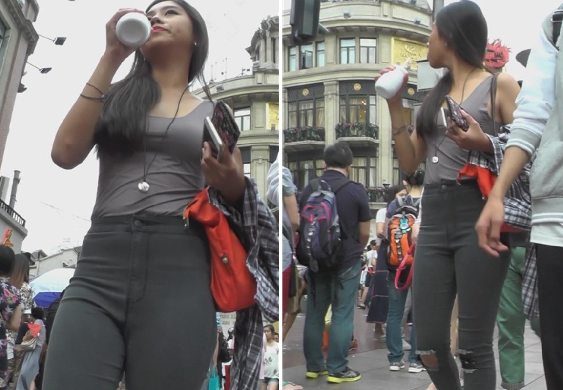 边走边喝奶的丰满紧身美臀美女 [741 MB]