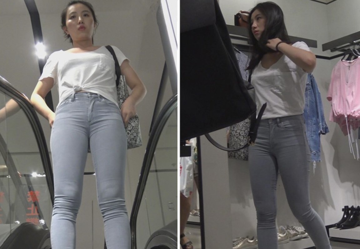 4k-宛如邻家小妹的紧身灰牛美女挑衣服 [2.58 GB]