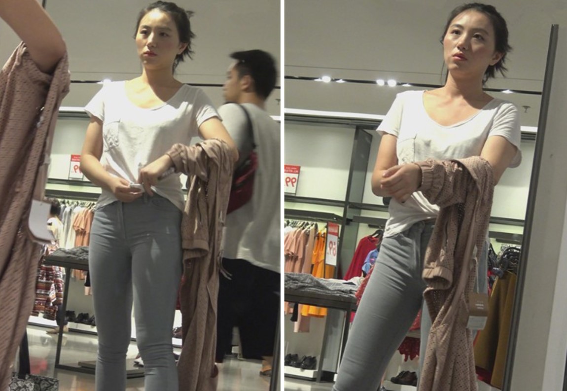 4k-宛如邻家小妹的紧身灰牛美女挑衣服 [2.58 GB]