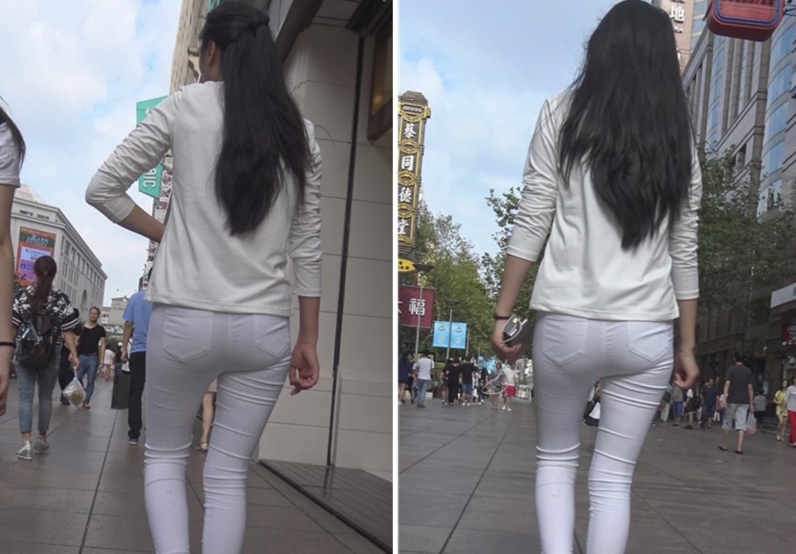 4k-街拍跟闺蜜逛街的紧身白裤高跟美腿清秀美女 [2.16 GB]