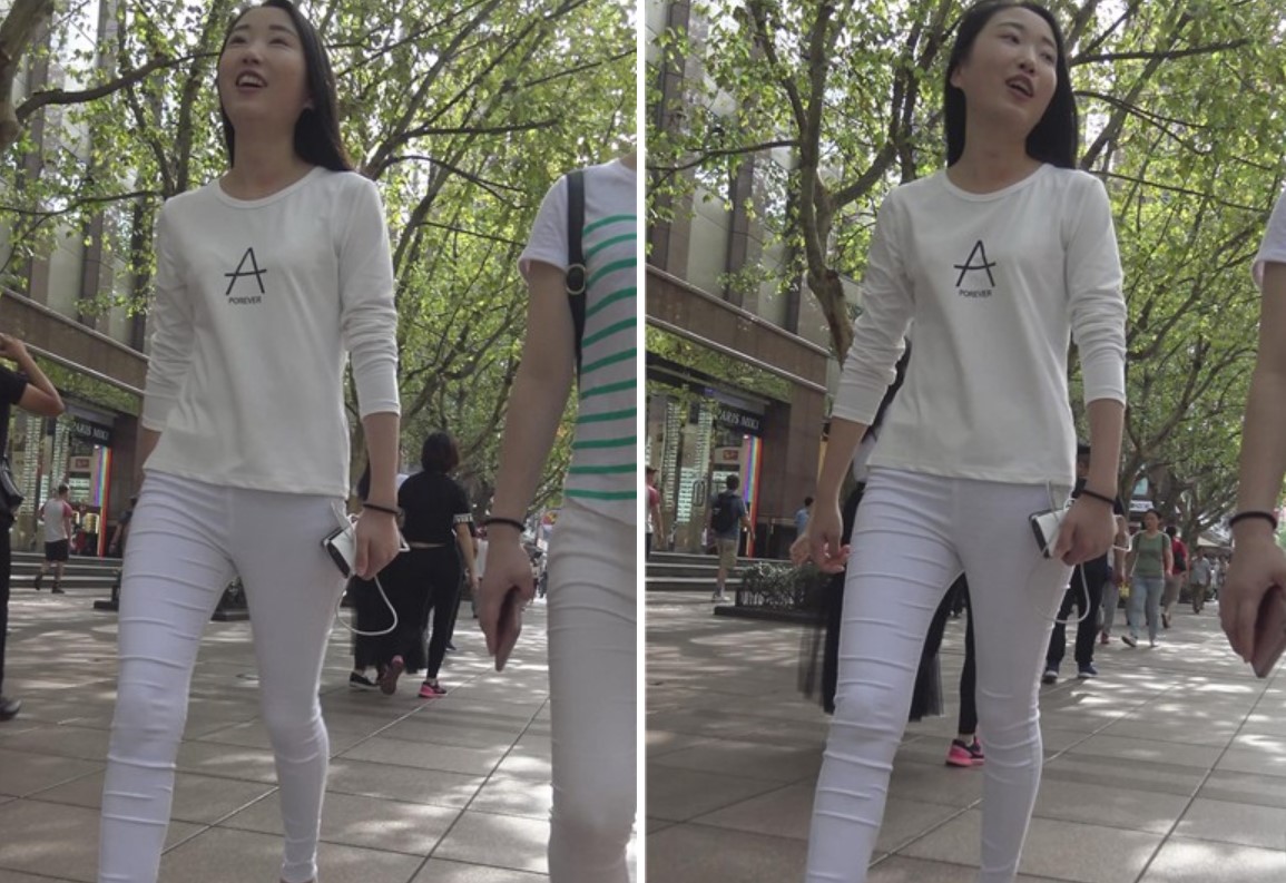 4k-街拍跟闺蜜逛街的紧身白裤高跟美腿清秀美女 [2.16 GB]