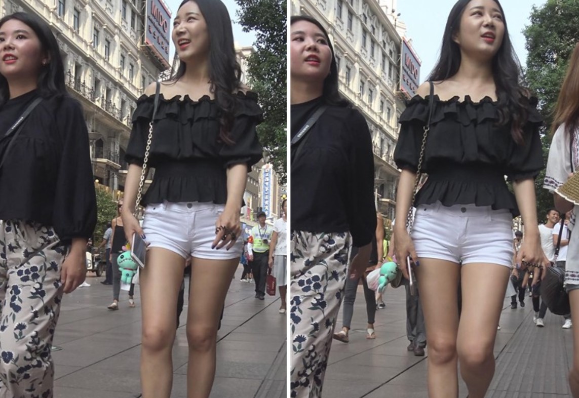 4k-街拍清新甜美热裤美女小姐姐跟闺蜜有说有笑 [2.99 GB]