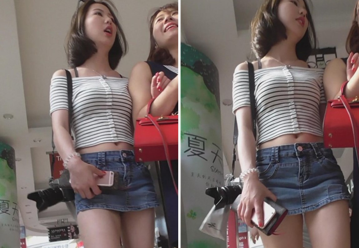 街拍超短牛仔热裤露脐短发美女 [518 MB]