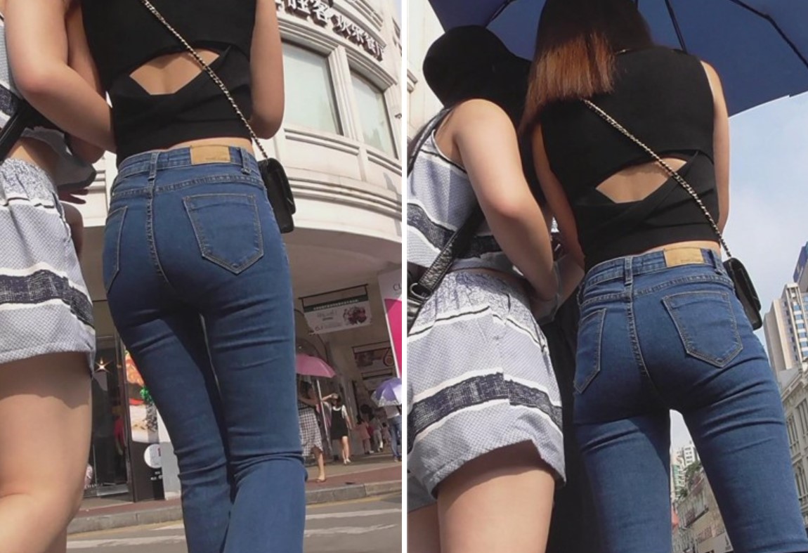 街拍性感的紧身牛仔裤宽臀美眉 [533 MB]