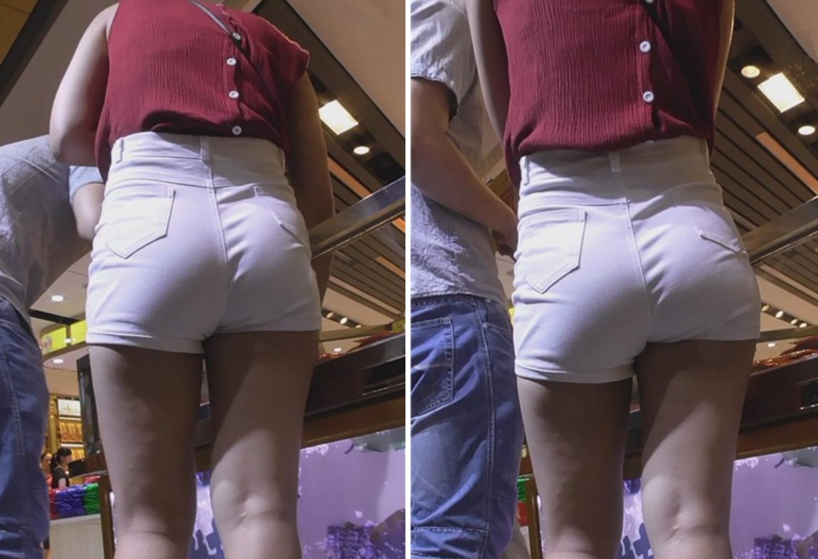 街拍超级美臀高腰白短热裤性感美腿美眉 [871 MB]