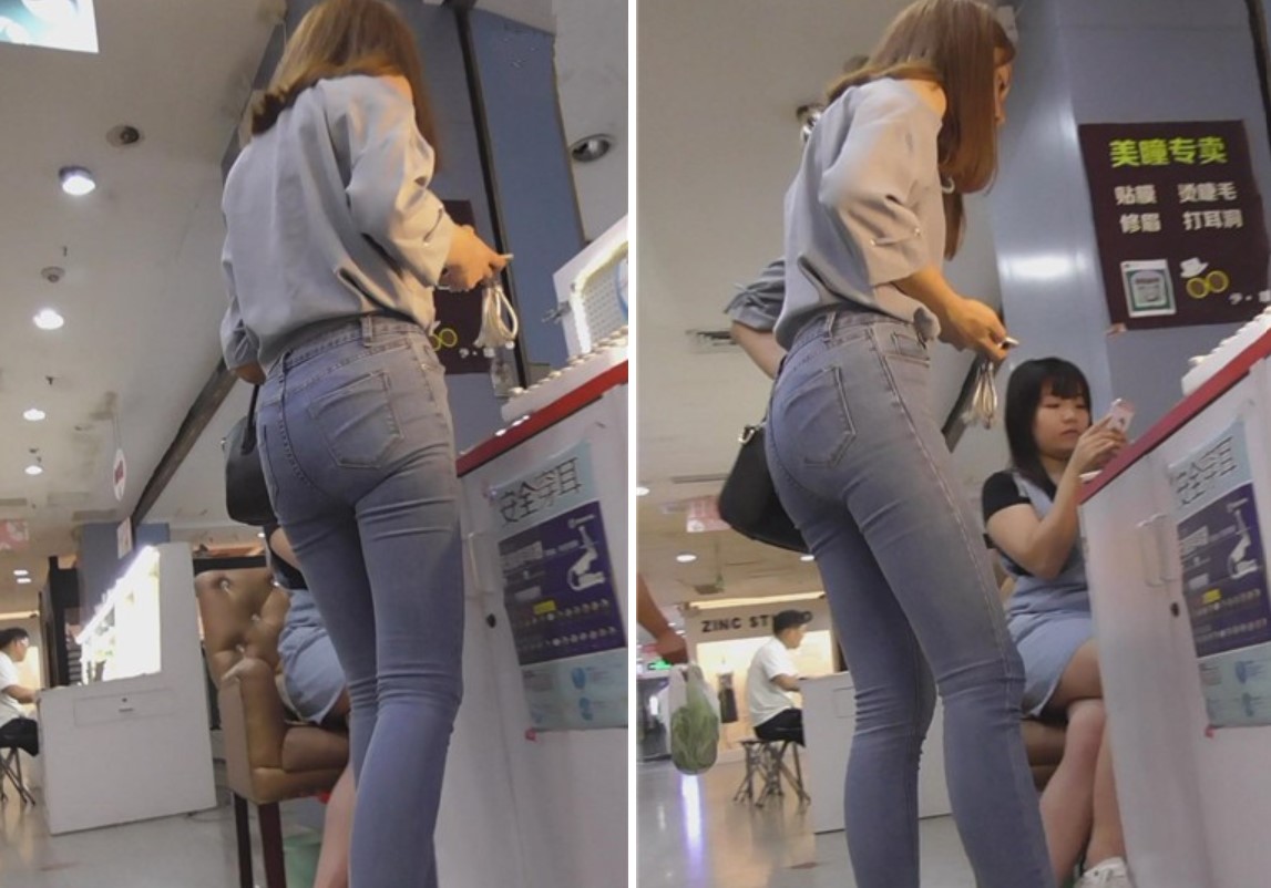 街拍紧身蓝牛灰衬衫清纯小清新美女 [617 MB]